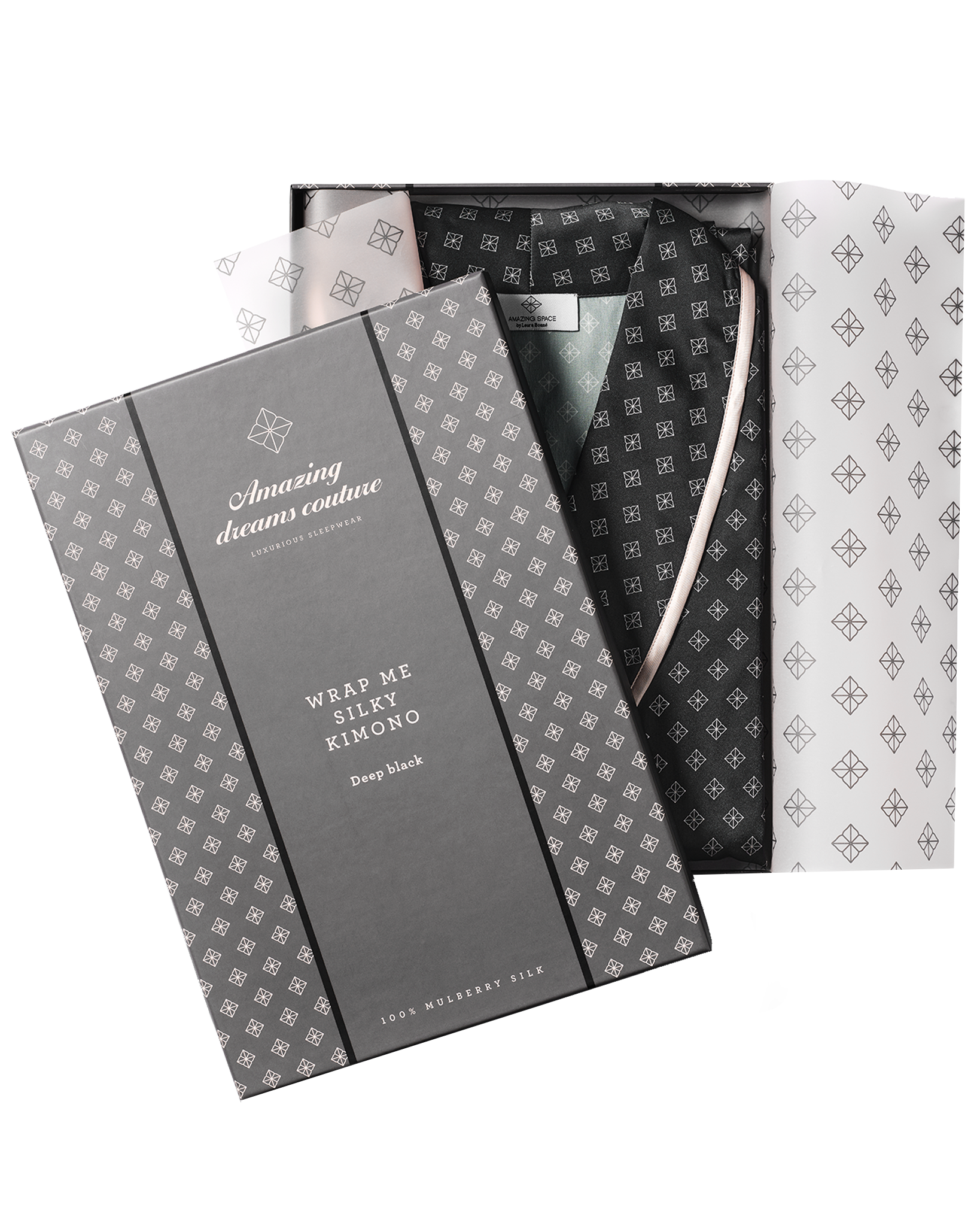 Amazing Space – Wrap Me Silky Kimono – Deep Black - billede 7